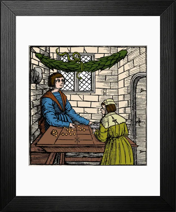 Framed Print : Merchant Using Abacus, 16th Century