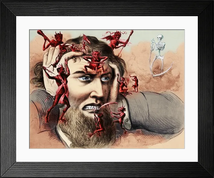 Framed Print : Pain. Image from an advertisement for Wolcott's Pain Annihilator