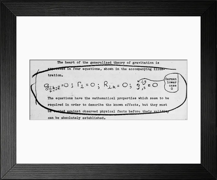 Framed Print : Einstein's Theory of Gravity, 1915