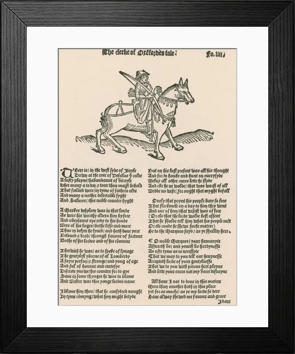 Framed Print : Geoffrey Chaucer, Canterbury Tales Framed Print : Geoffrey Chaucer, Canterbury Tales