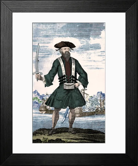 Framed Print : Edward Teach AKA Blackbeard, English Pirate Framed Print : Edward Teach AKA Blackbeard, English Pirate
