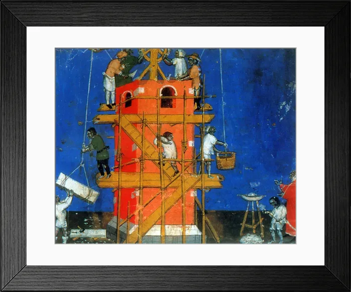 Framed Print : Medieval Construction, 14th Century Framed Print : Medieval Construction, 14th Century