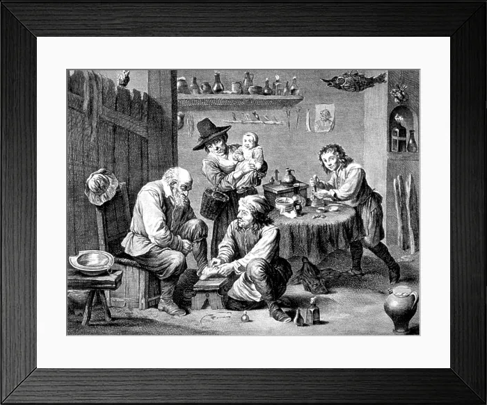 Framed Print : Barber-Surgeon Bandaging Foot Framed Print : Barber-Surgeon Bandaging Foot
