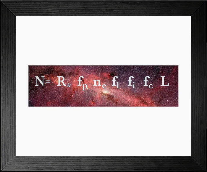 Framed Print : The Drake Equation of the possible number of extraterrestrial civilizations in the Milky Way Galaxy