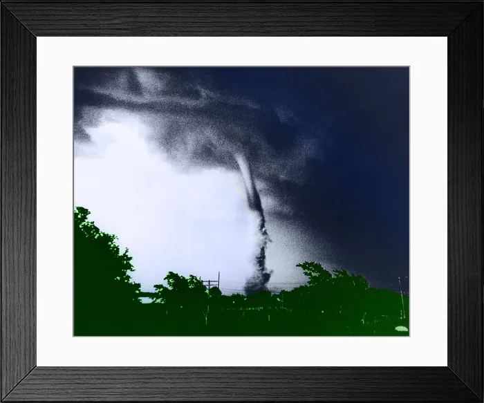 Framed Print : Tornado. The condensation funnel is clearly visible
