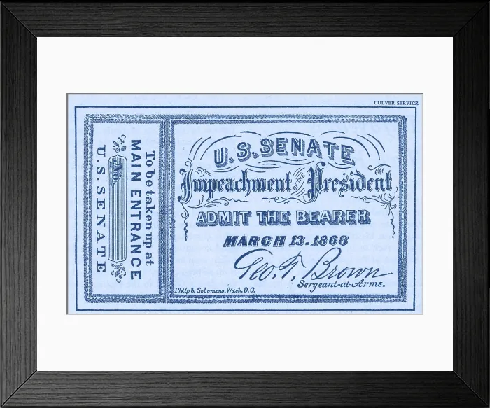 Framed Print : Impeachment Ticket, 1868 Framed Print : Impeachment Ticket, 1868