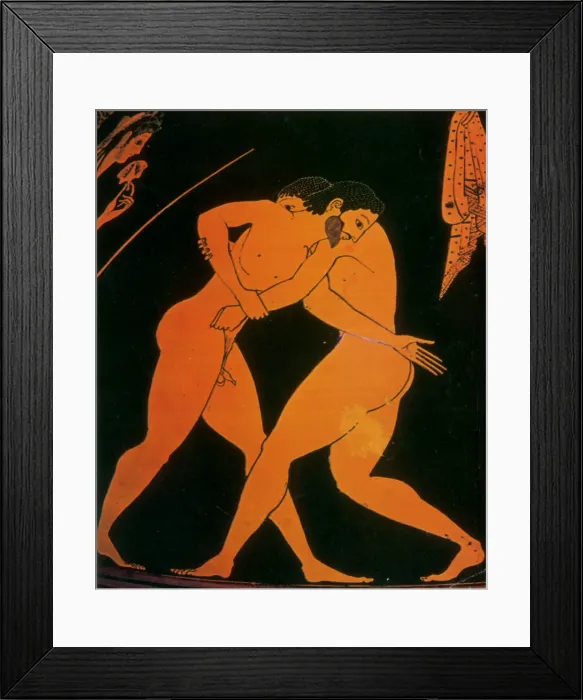 Framed Print : Olympic Games, Wrestling, Red-Figure Pottery Framed Print : Olympic Games, Wrestling, Red-Figure Pottery
