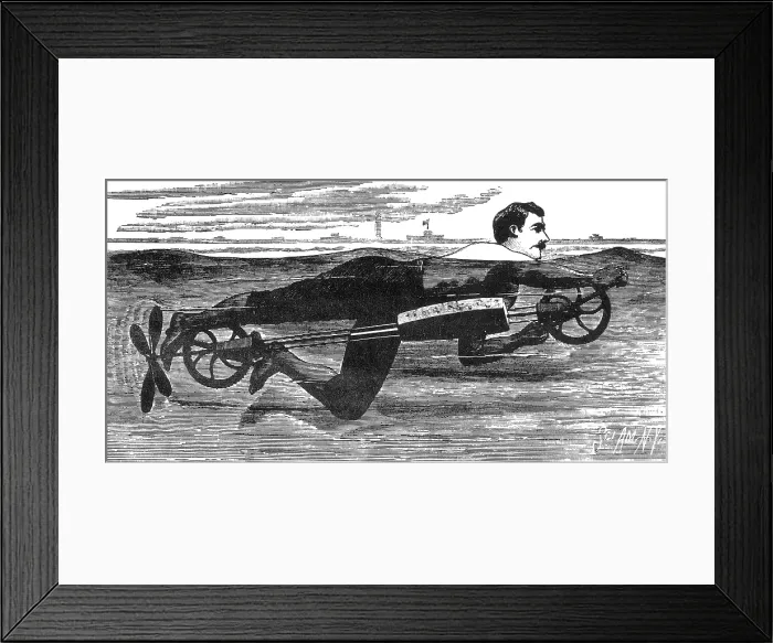 Framed Print : Richardson's Swimming Device, 1880