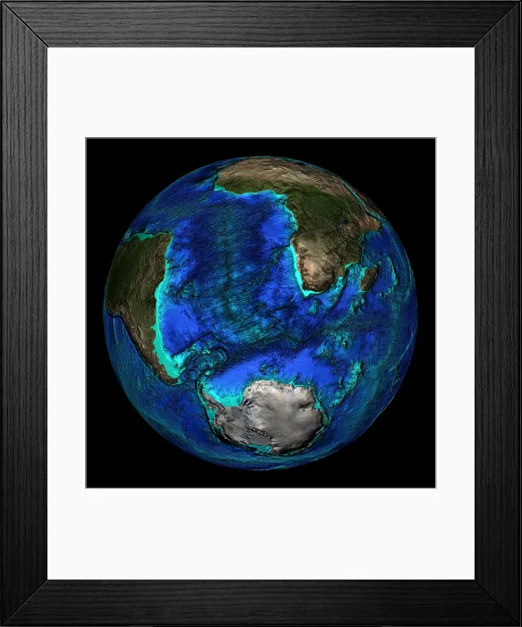 Framed Print : Topographical Map of Coordinates 45 S, 0 E