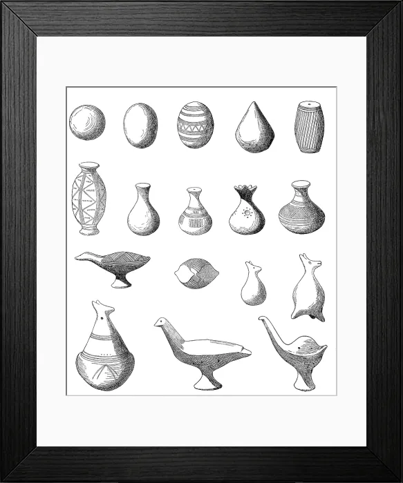 Framed Print : Prehistoric Clay Rattles, Bronze Age and Iron Age