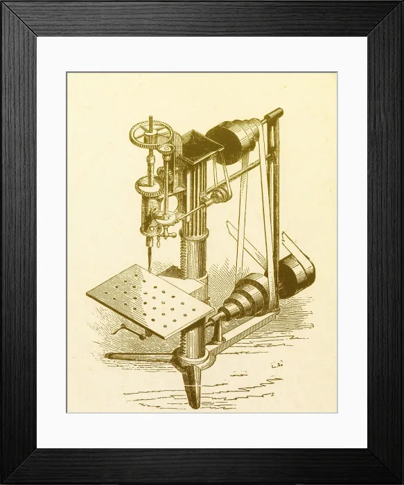 Framed Print : Drilling Press, 19th Century