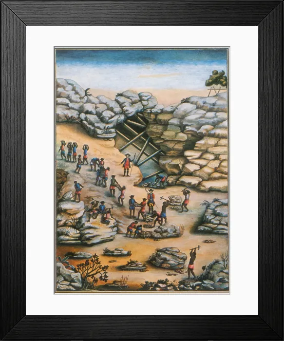 Framed Print : Slaves Breaking Cascalho Framed Print : Slaves Breaking Cascalho