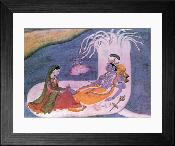 Framed Print : Vishnu and Lakshmi Float Across Cosmos Framed Print : Vishnu and Lakshmi Float Across Cosmos