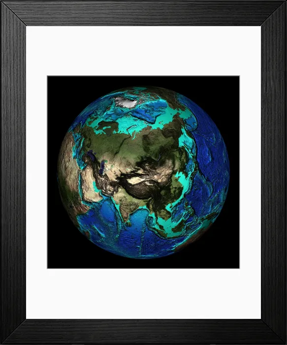 Framed Print : Topographical Map of Coordinates 45 N, 90 E Framed Print : Topographical Map of Coordinates 45 N, 90 E