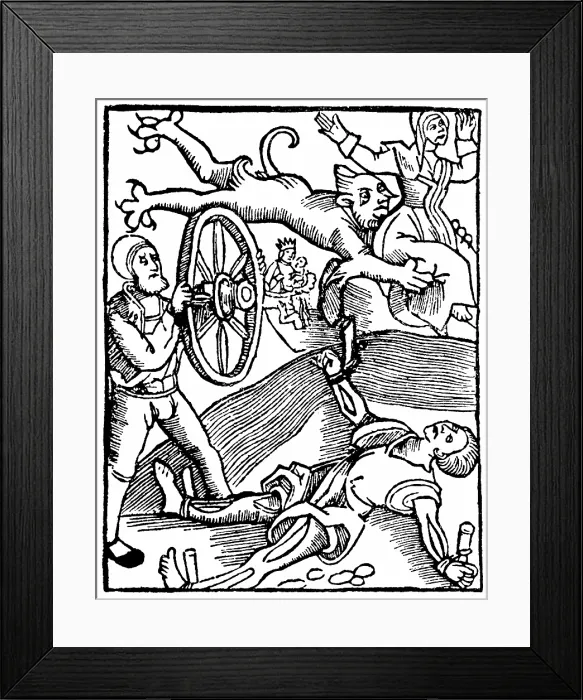 Framed Print : Torture, The Breaking Wheel, 1517