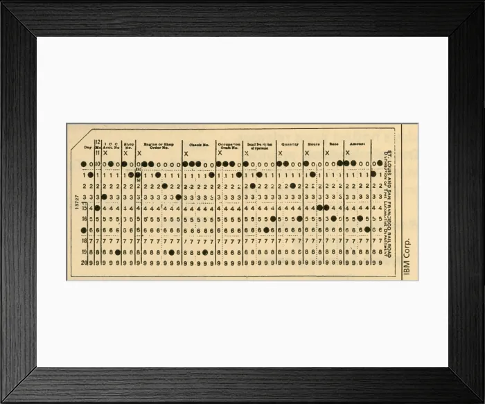 Framed Print : 45 Column Punch Cards