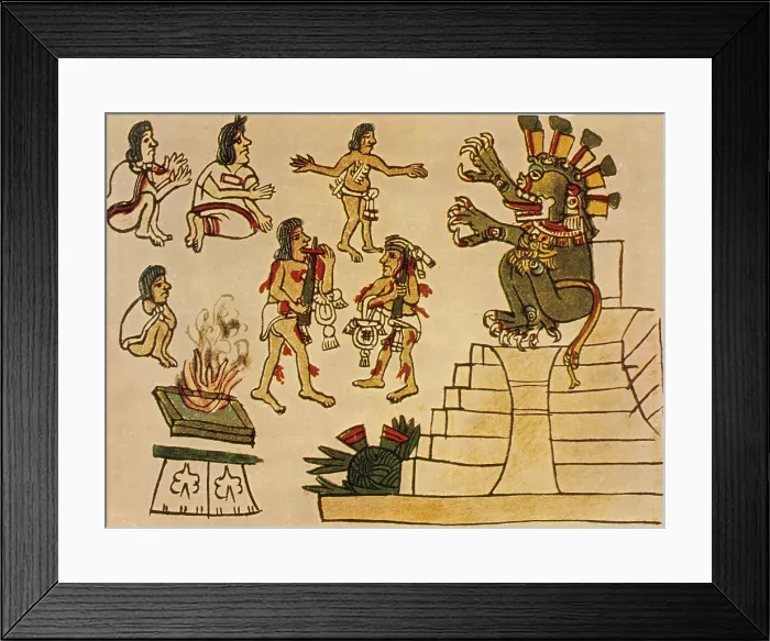 Framed Print : Aztec Priests Appease Mictlantecuhtli, Aztec God of Death