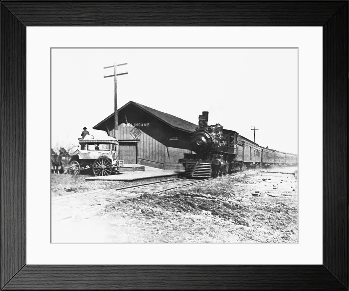 Framed Print : 19th Century Train Station, Kansas
