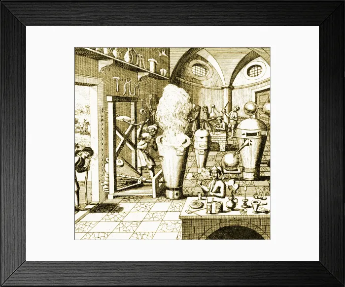 Framed Print : Chemist's Laboratory 1700s Framed Print : Chemist's Laboratory 1700s