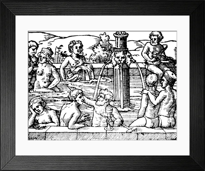 Framed Print : Balneology, Open-Air Bath, 1571 Framed Print : Balneology, Open-Air Bath, 1571