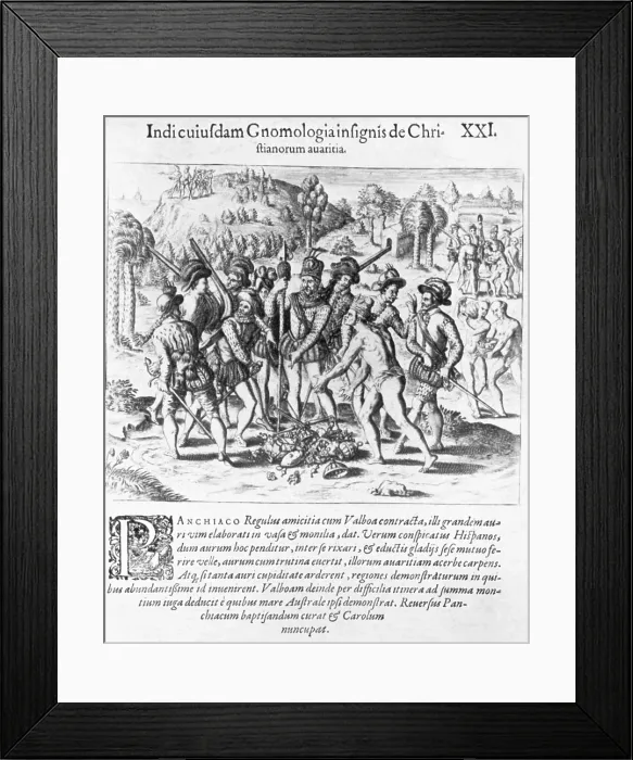 Framed Print : Balboa, Spanish Conquistador, with the Indians Framed Print : Balboa, Spanish Conquistador, with the Indians