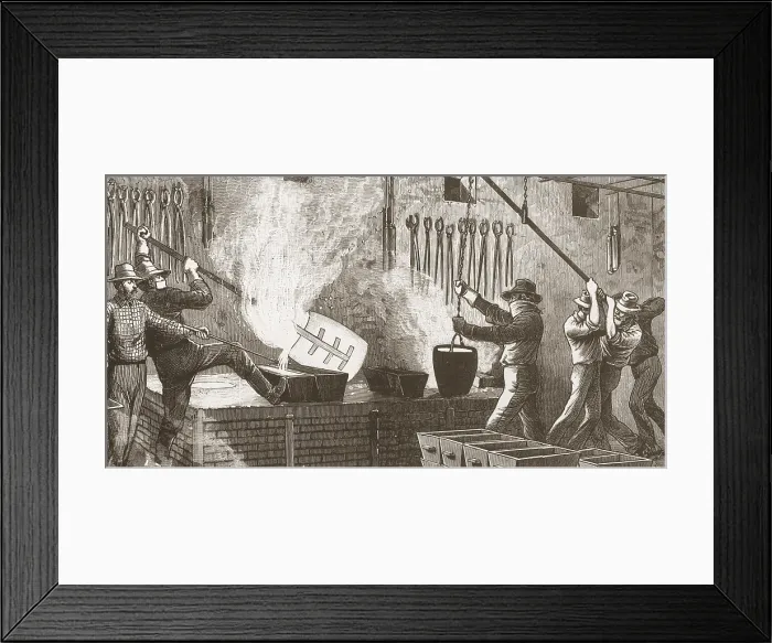 Framed Print : Melting Bullion Into Bars