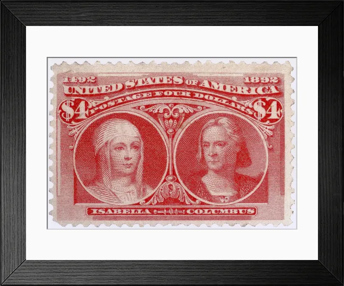 Framed Print : Isabella and Columbus, U.S. Postage Stamp, 1893 Framed Print : Isabella and Columbus, U.S. Postage Stamp, 1893