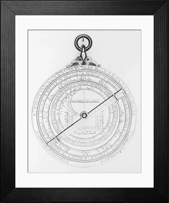 Framed Print : Astrolabe. An illustration of a 15th century Arabic astrolabe Framed Print : Astrolabe. An illustration of a 15th century Arabic astrolabe