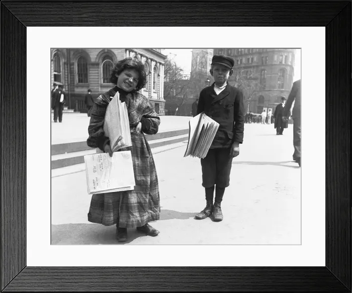 Framed Print : Newsgirl and Newsboy, 1893 Framed Print : Newsgirl and Newsboy, 1893