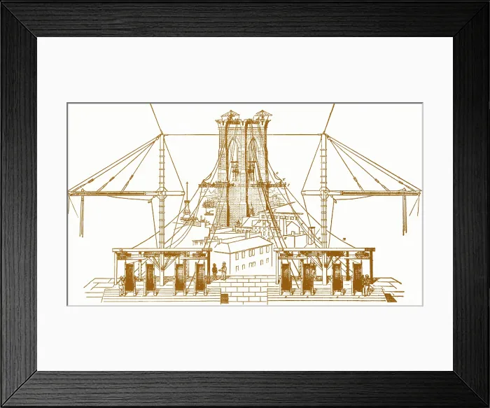Framed Print : Brooklyn Bridge Diagram Framed Print : Brooklyn Bridge Diagram