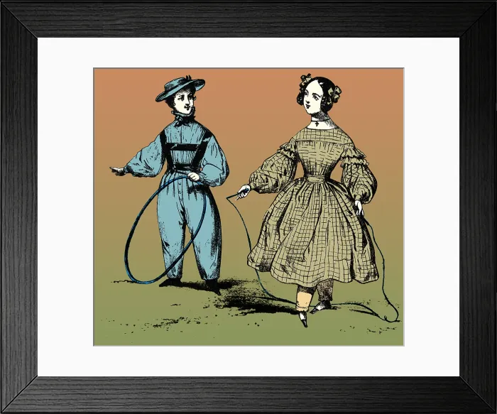 Framed Print : Hoop Rolling and Jump Rope, 19th century