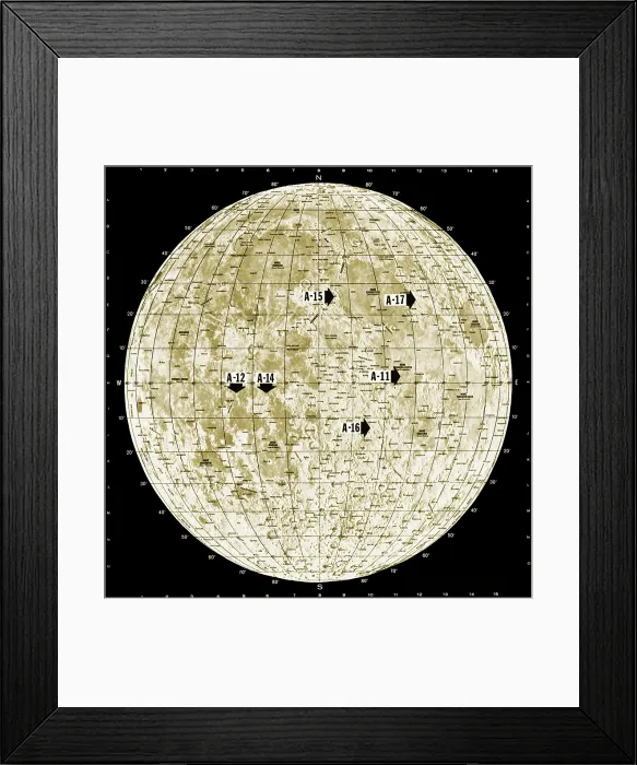 Framed Print : Apollo Landing Sites Framed Print : Apollo Landing Sites