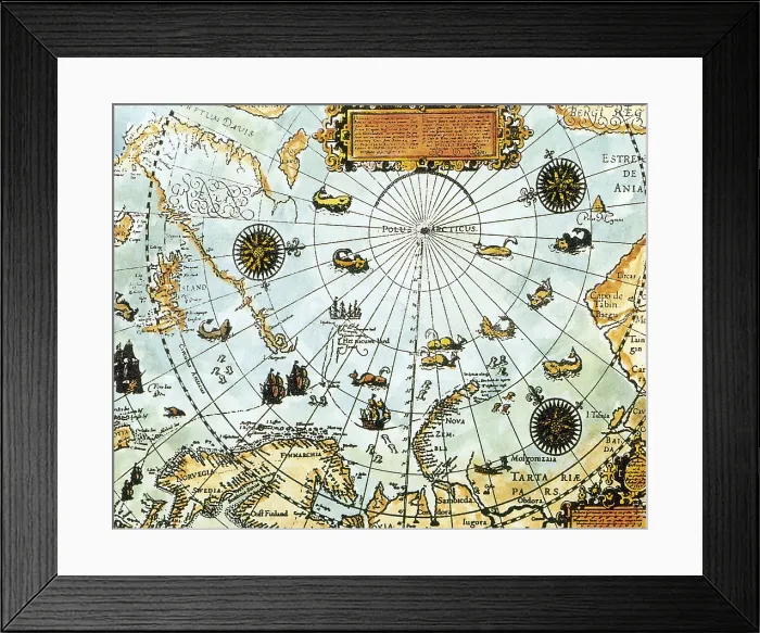 Framed Print : Willem Barentsz, Arctic Map, 1588