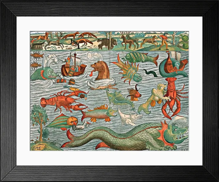 Framed Print : Sea Monsters, 1544