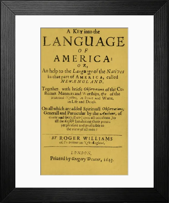 Framed Print : Title Page, Language of America, 1643