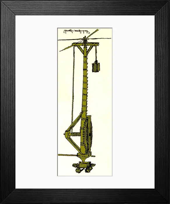 Framed Print : Da Vinci Invention, Lifting Gear Machine Framed Print : Da Vinci Invention, Lifting Gear Machine