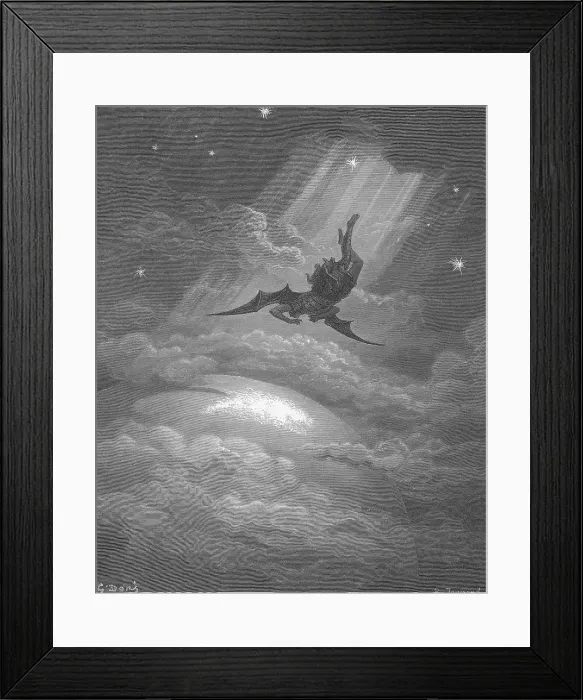 Framed Print : Satan Flying to Earth, by Dore Framed Print : Satan Flying to Earth, by Dore
