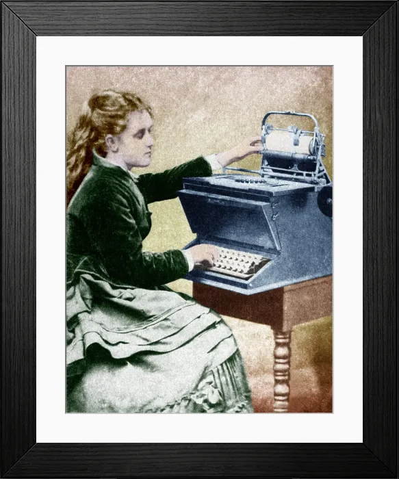 Framed Print : The First Typist, 1872 Framed Print : The First Typist, 1872