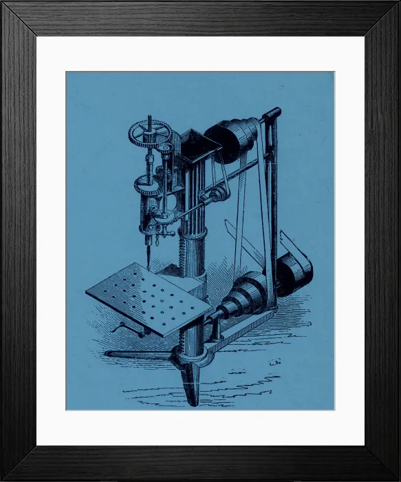 Framed Print : Drill Press, 19th Century Framed Print : Drill Press, 19th Century