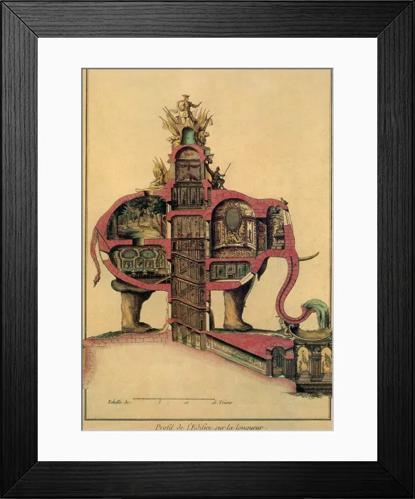 Framed Print : Ribart's Elephant House, 1758 Framed Print : Ribart's Elephant House, 1758