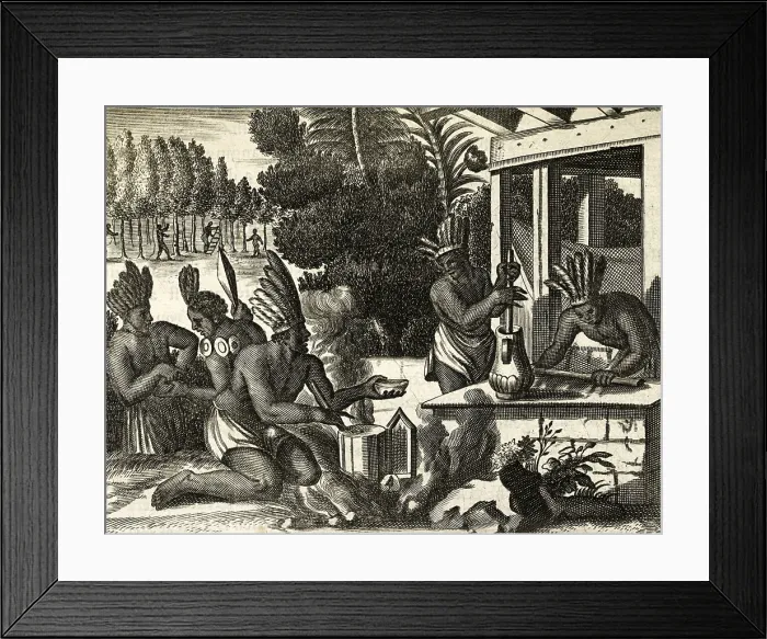 Framed Print : Making Chocolate Mixed with Maize, 1671