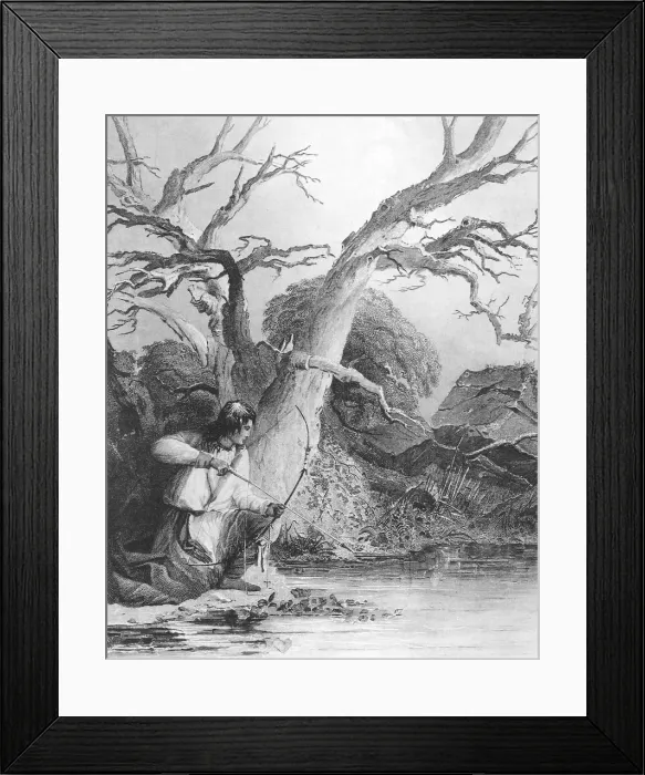 Framed Print : Native American Indian Boy Shooting Fish, 1853 Framed Print : Native American Indian Boy Shooting Fish, 1853