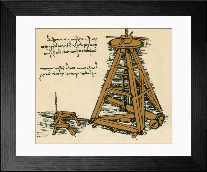 Framed Print : Da Vinci Invention, Lifting Machine Framed Print : Da Vinci Invention, Lifting Machine