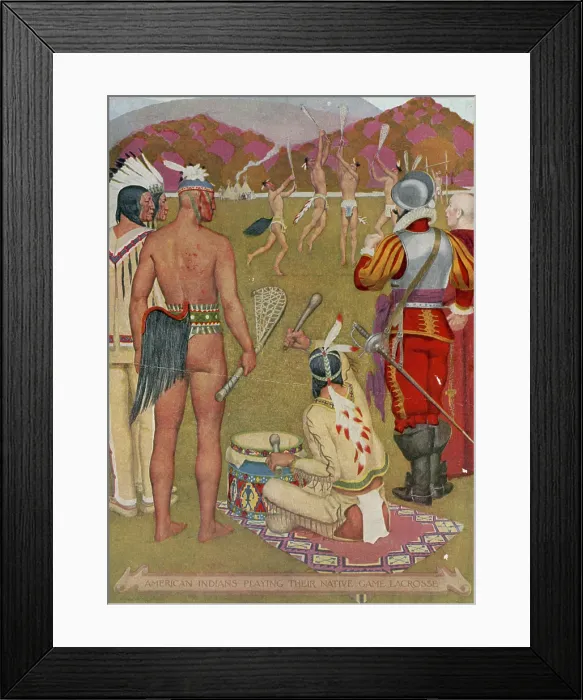 Framed Print : Native Americans Playing Lacrosse