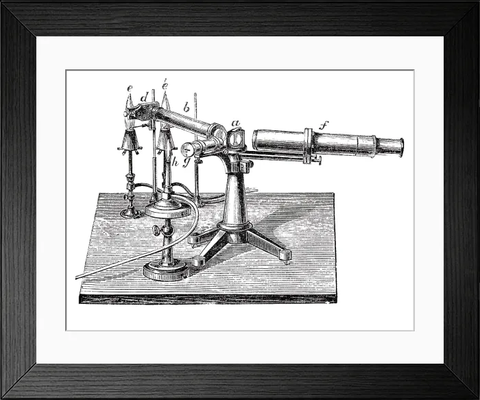 Framed Print : Bunsen-Kirchhoff Spectroscopic Apparatus, 1869 Framed Print : Bunsen-Kirchhoff Spectroscopic Apparatus, 1869