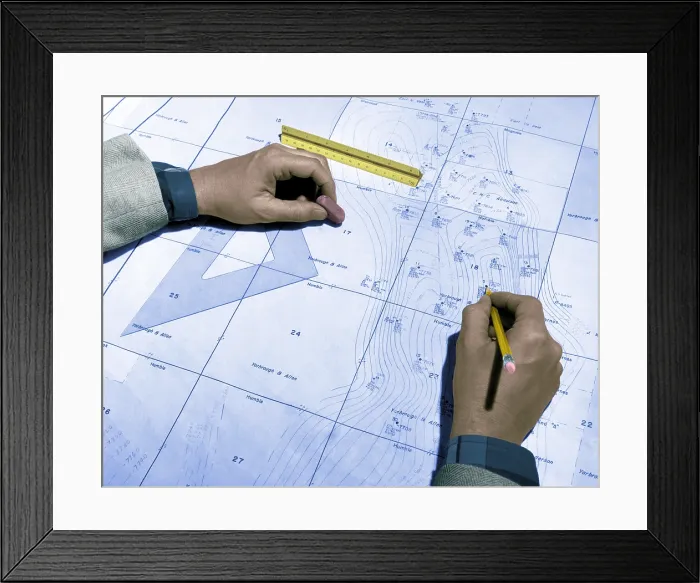 Framed Print : Map Used to Predict Location of Oil Framed Print : Map Used to Predict Location of Oil