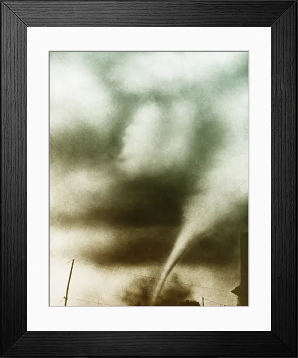 Framed Print : Tornado, Oklahoma, August 1925. The condensation funnel is clearly visible