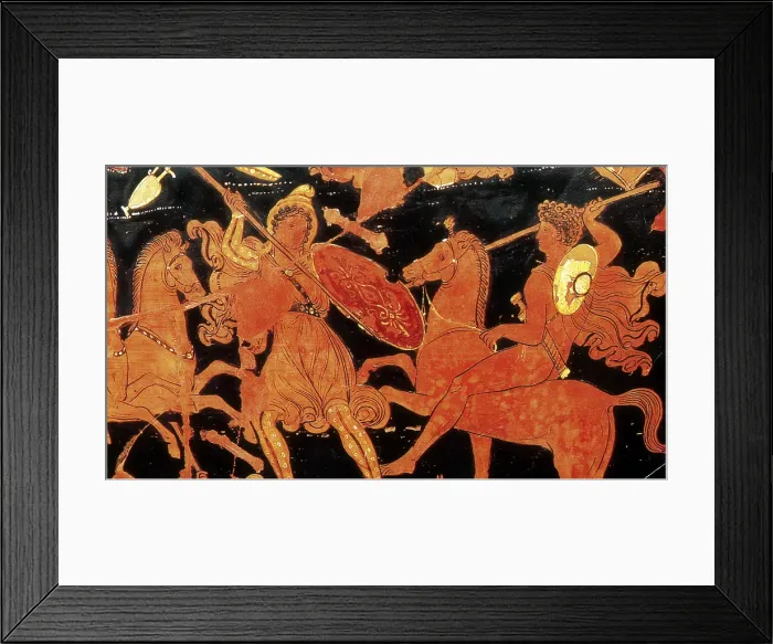 Framed Print : Amazon Warrior Woman Fights Greek Soldier Framed Print : Amazon Warrior Woman Fights Greek Soldier