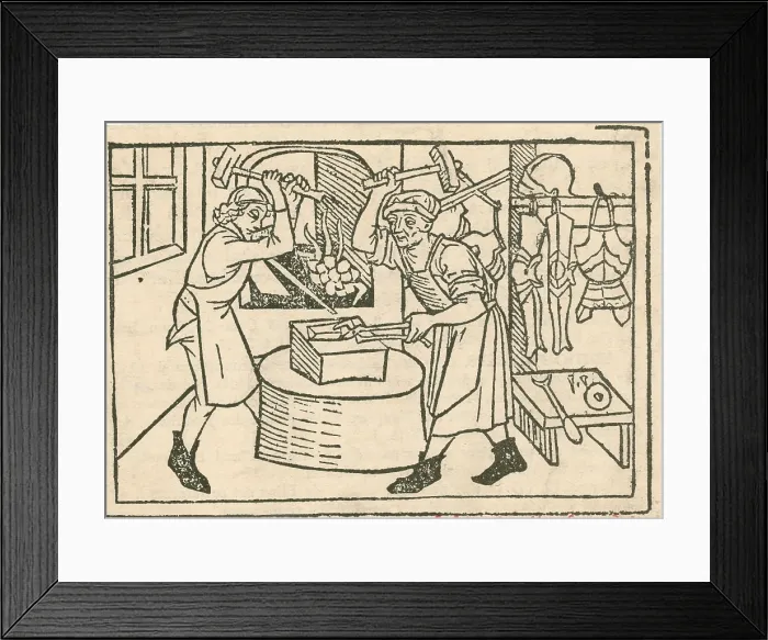 Framed Print : Blacksmiths, Medieval Tradesmen Framed Print : Blacksmiths, Medieval Tradesmen