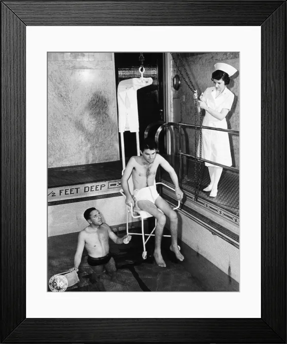 Framed Print : Polio Patient, Pool Exercise, c. 1940s